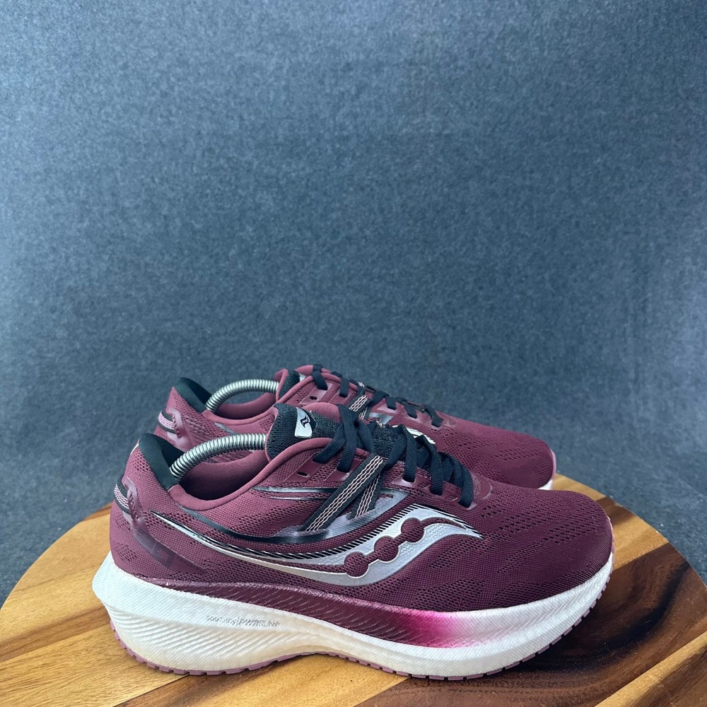 Saucony Triumph 20 Running Shoes Womens 11 W Wide Burgundy PWRRUN+ S10760-21
